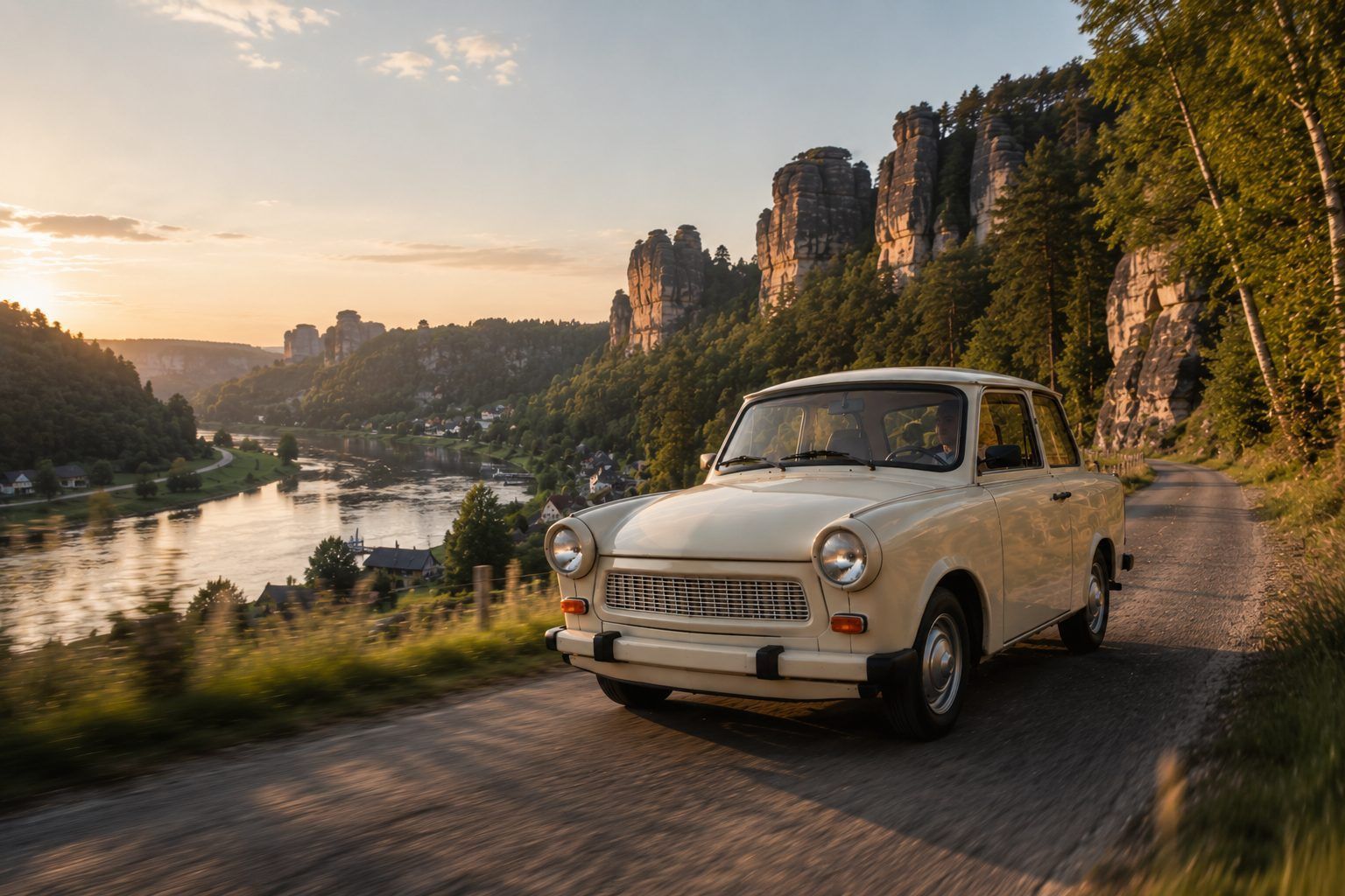 Im Trabi unterhalb der Bastei